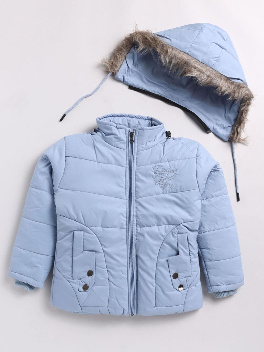 Kids Toonyport Jacket, Sweater & Sweatshirts | Buy Toonyport Girls Blue Solid Puffer Jacket - Apparel For Girls