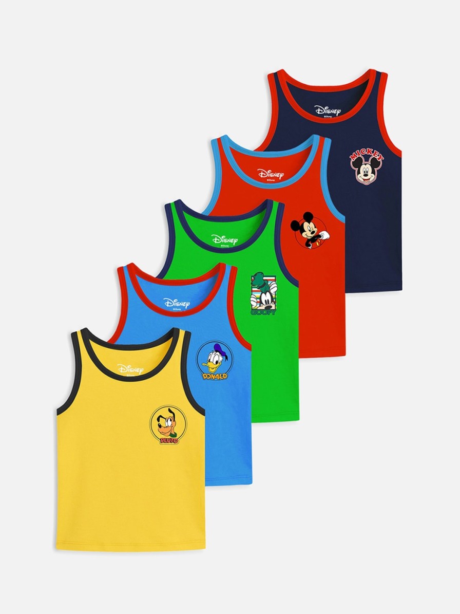 Kids YK Disney Innerwear & Thermals | Buy Yk Disney Boys Pack Of 5 Printed Pure Cotton Innerwear Vests - Apparel For Boys