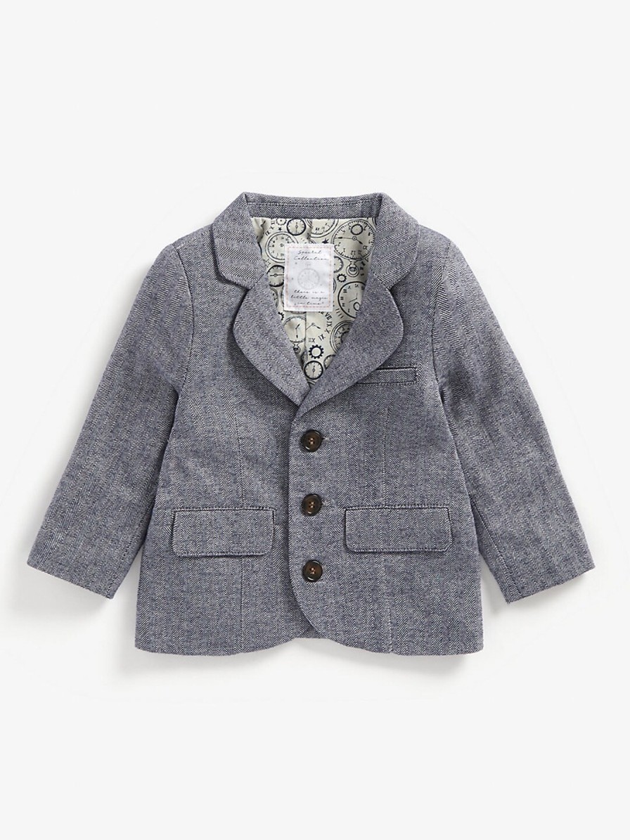 Kids mothercare Mothercare | Buy Mothercare Boys Blue Printed Pure Cotton Single Breasted Casual Blazer - Apparel For Boys