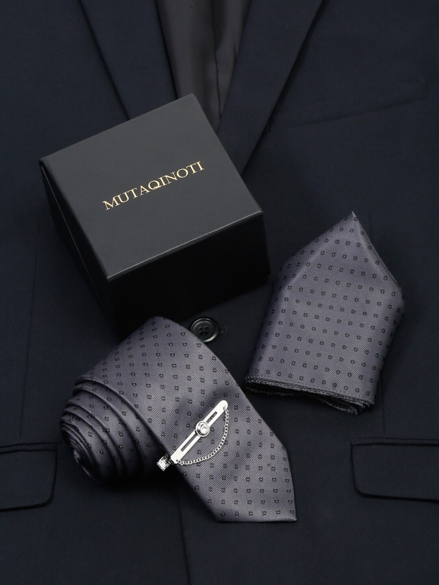 Men MUTAQINOTI Accessory Gift Sets | Buy Mutaqinoti Men Silk Necktie Accessory Gift Set - Accessories For Men