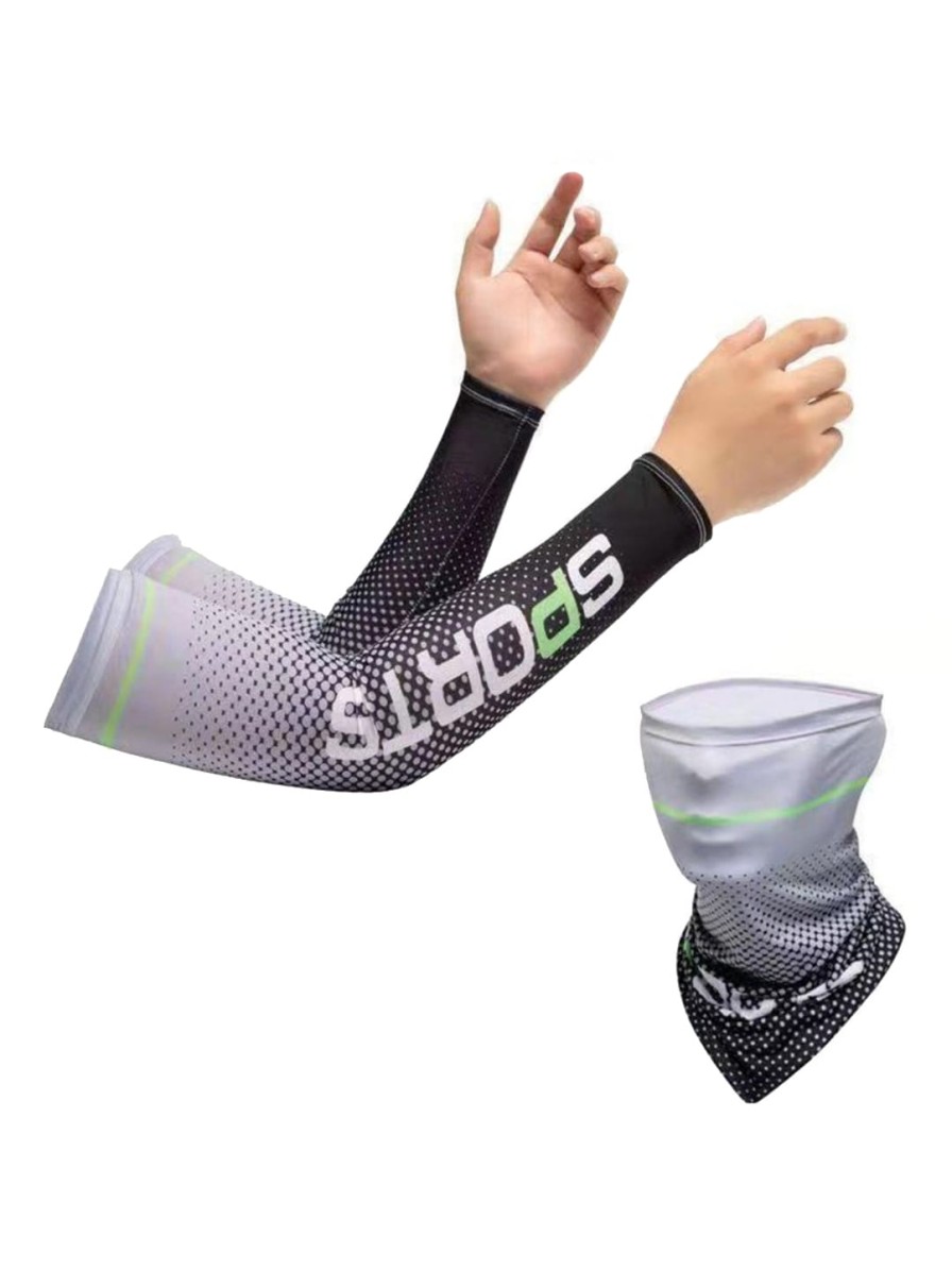 Men FabSeasons Mufflers, Scarves & Gloves | Buy Fabseasons Grey & Black Set Of Cooling Arm Sleeves & Bandana - Accessories For Unisex