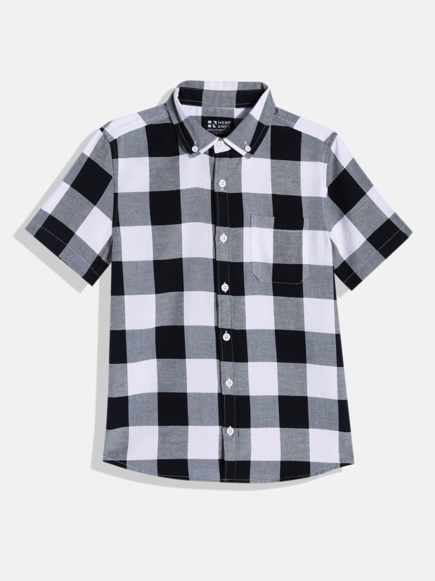 Kids HERE&NOW Shirts | Buy Here&Now Boys Opaque Checked Cotton Casual Shirt - Apparel For Boys