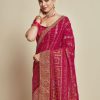 Women Sangria Sarees | Buy Sangria Pink Woven Design Zari Detail Poly Georgette Bandhani Saree - Apparel For Women