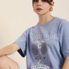 Women DILLINGER Tshirts | Buy Dillinger Women Blue Printed Pure Cotton Loose Graphic Oversized T Shirt - Apparel For Women