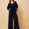 Women Globus Jumpsuits | Buy Globus V Neck Waist Tie Ups Basic Jumpsuit - Apparel For Women