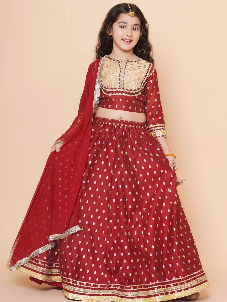 Kids Bitiya by Bhama Lehenga Choli | Buy Bitiya By Bhama Girls Woven Design Ready To Wear Lehenga & Blouse With Dupatta - Apparel For Girls