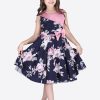 Kids CUTECUMBER Party Wear | Buy Cutecumber Girls Navy Blue Printed A Line Dress - Apparel For Girls