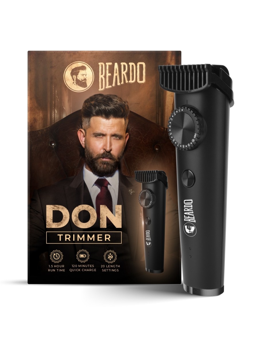 Men BEARDO Trimmers | Buy Beardo Men Pr2633 Don Trimmer With 1.5 Hour Runtime & 20 Length Settings Black - Personal Care For Men