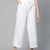 Women SASSAFRAS Trousers & Capris | Buy Sassafras Women White Twill Parallel Trousers - Apparel For Women