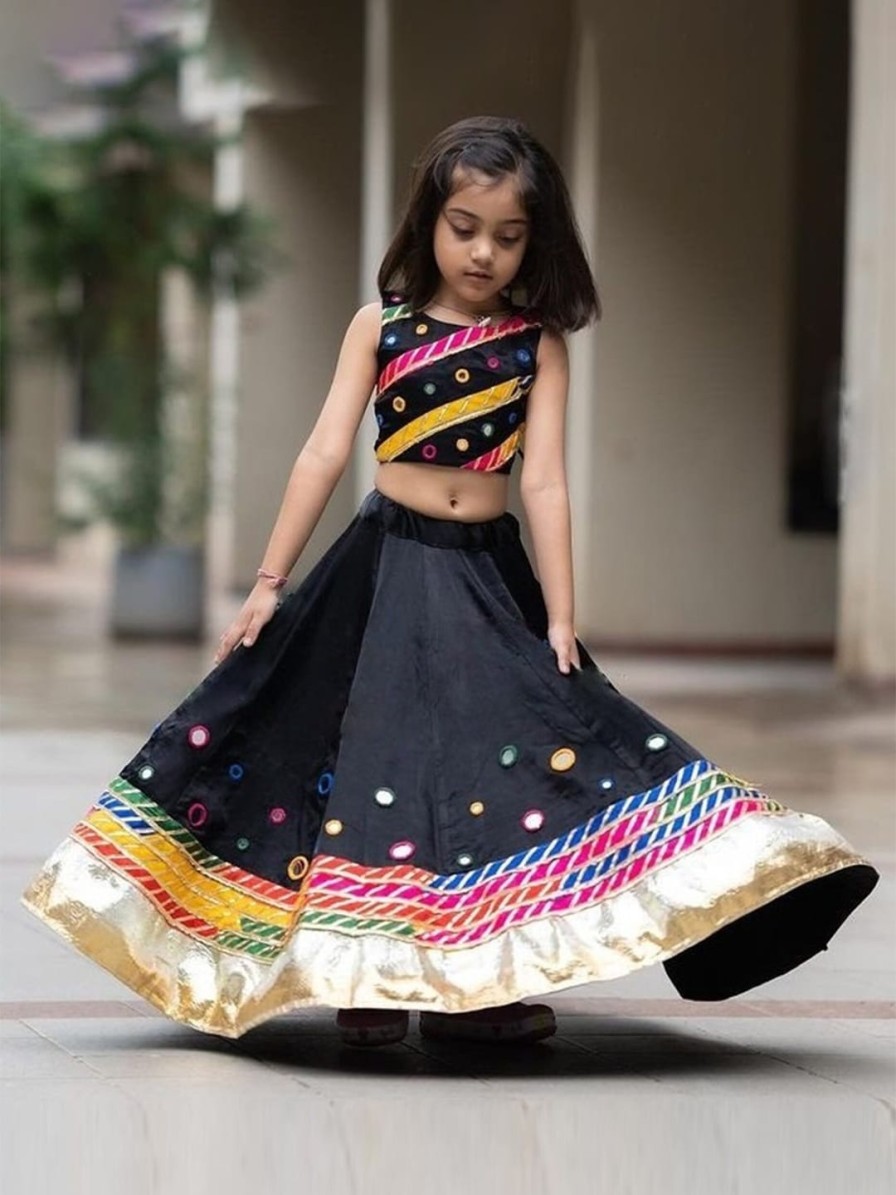 Kids BAESD Lehenga Choli | Buy Baesd Girls Embroidered Mirror Work Detailed Ready To Wear Lehenga With Choli - Apparel For Girls