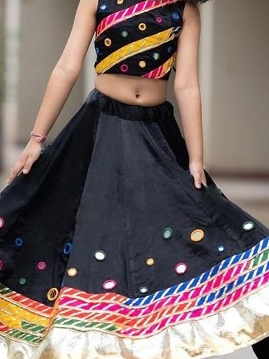 Kids BAESD Lehenga Choli | Buy Baesd Girls Embroidered Mirror Work Detailed Ready To Wear Lehenga With Choli - Apparel For Girls