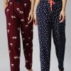 Women Kryptic Sleepwear & Loungewear | Buy Kryptic Women Pack Of 2 Printed Pure Cotton Lounge Pants - Apparel For Women