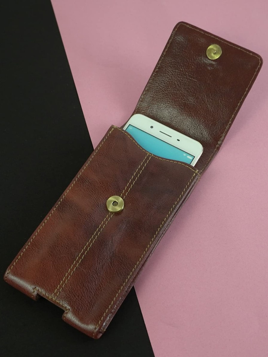 Men Goatter Phone Cases | Buy Goatter Maroon Leather Iphone 13 Pro Mobile Pouch - Accessories For Unisex