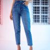 Women SASSAFRAS Jeans | Buy Sassafras Women Blue Pure Cotton Relaxed Fit High Rise Clean Look Cropped Jeans - Apparel For Women