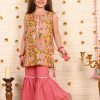 Kids Sangria Kurta Sets | Buy Sangria Girls Yellow & Pink Floral Printed Gota Patti Pure Cotton Kurti With Sharara - Apparel For Girls