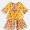 Kids Readiprint Fashions Kurta Sets | Buy Readiprint Fashions Girls Yellow & Pink Ethnic Printed Empire Cotton Kurti With Sharara - Apparel For Girls