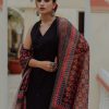 Women anayna Kurtas & Suits | Buy Anayna Women Black Ethnic Motifs Pure Cotton Kurta With Palazzos & Dupatta - Apparel For Women