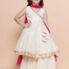 Kids Bitiya by Bhama Kurta Sets | Buy Bitiya By Bhama Girls Woven Design Angrakha Gotta Patti Kurta With Sharara & Dupatta - Apparel For Girls