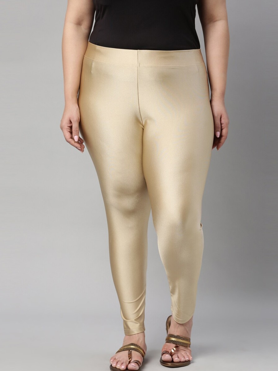 Women Go Colors Leggings, Salwars & Churidars | Buy Go Colors Women Gold Colored Solid Plus Size Ankle Length Leggings - Apparel For Women