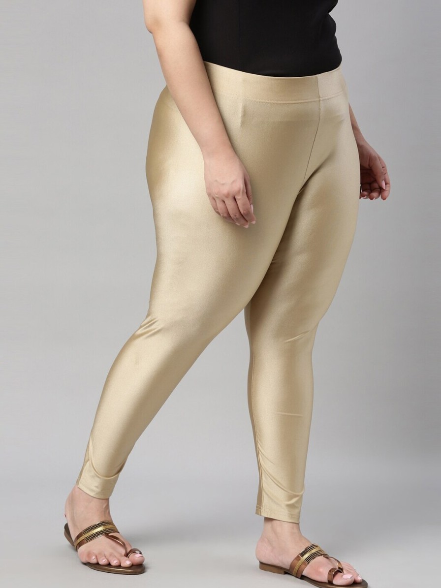 Women Go Colors Leggings, Salwars & Churidars | Buy Go Colors Women Gold Colored Solid Plus Size Ankle Length Leggings - Apparel For Women