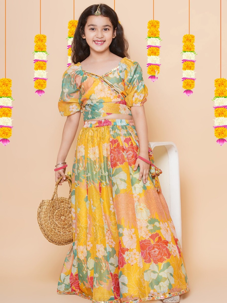 Women Bitiya by Bhama Lehenga Cholis | Buy Bitiya By Bhama Girls Floral Printed Ready To Wear Lehenga & Choli - Apparel For Girls