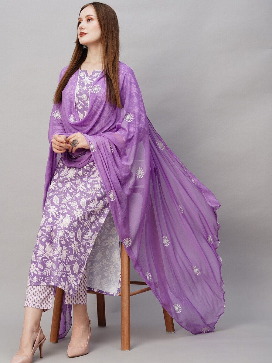 Women KALINI Kurtas & Suits | Buy Kalini Women Ethnic Motifs Printed Regular Kurta With Trousers & Dupatta - Apparel For Women