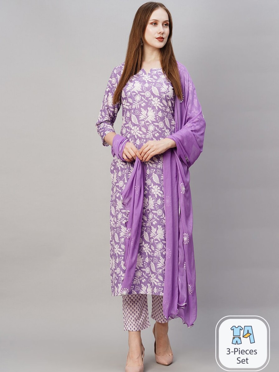 Women KALINI Kurtas & Suits | Buy Kalini Women Ethnic Motifs Printed Regular Kurta With Trousers & Dupatta - Apparel For Women