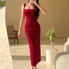 Women StyleCast Dresses | Buy Stylecast Red Shoulder Straps Bodycon Maxi Dress - Apparel For Women