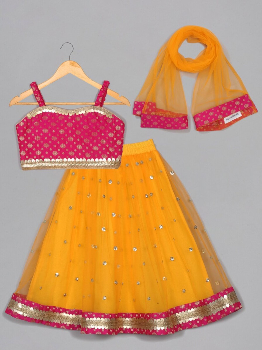 Kids SAKA DESIGNS Lehenga Choli | Buy Saka Designs Girls Woven Design Sequinned Ready To Wear Lehenga Choli With Dupatta - Apparel For Girls