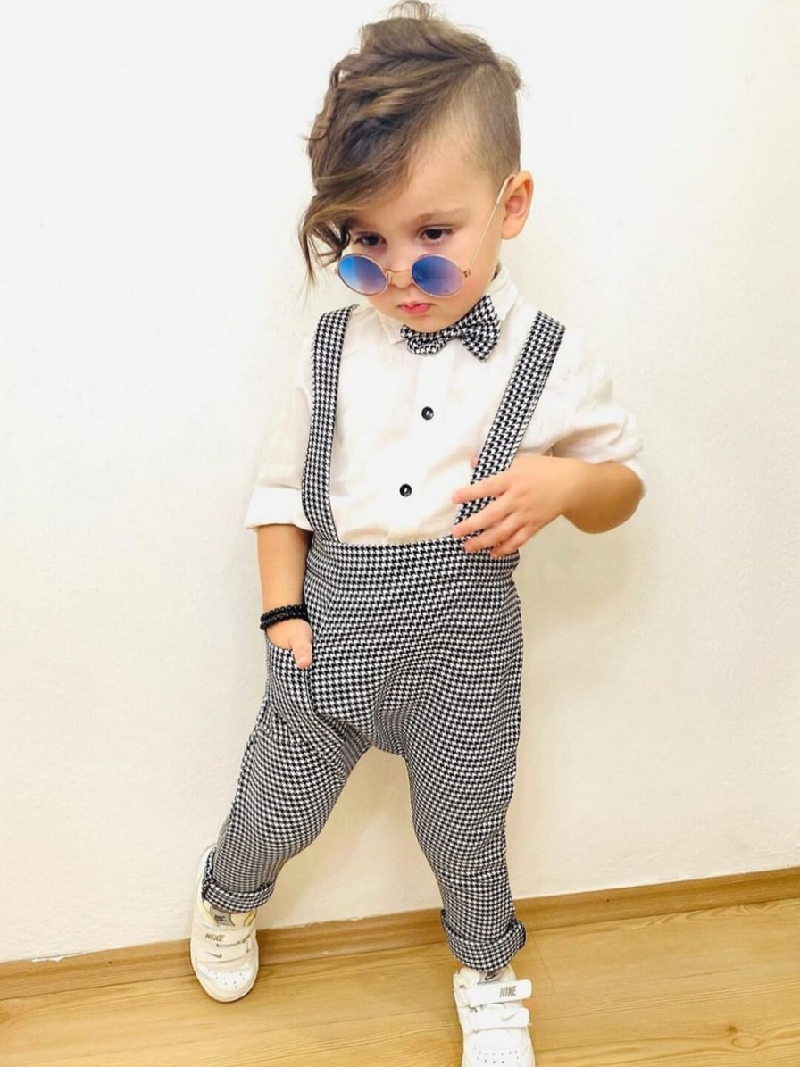 Kids BAESD Party Wear | Buy Baesd Boys Checked Dungaree With Shirt & Bow Tie - Apparel For Boys