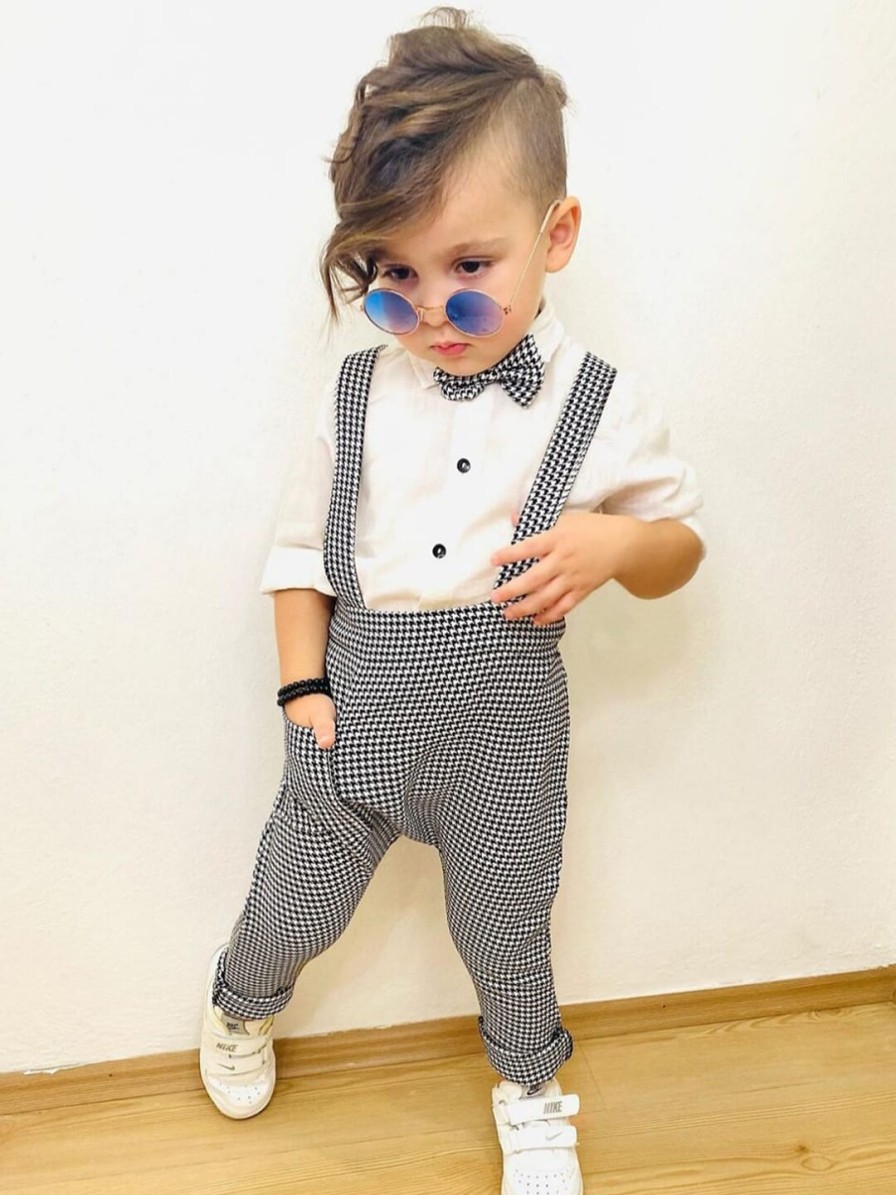 Kids BAESD Party Wear | Buy Baesd Boys Checked Dungaree With Shirt & Bow Tie - Apparel For Boys