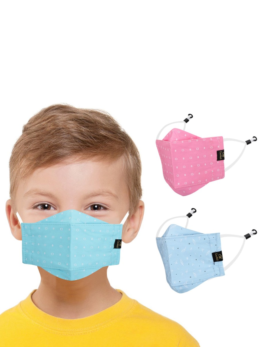 Kids CENWELL Masks & Protective Gears | Buy Cenwell Kids Pack Of 3 Printed 3D 6 Ply Reusable Pure Cotton Cloth Masks - Accessories For Unisex Kids