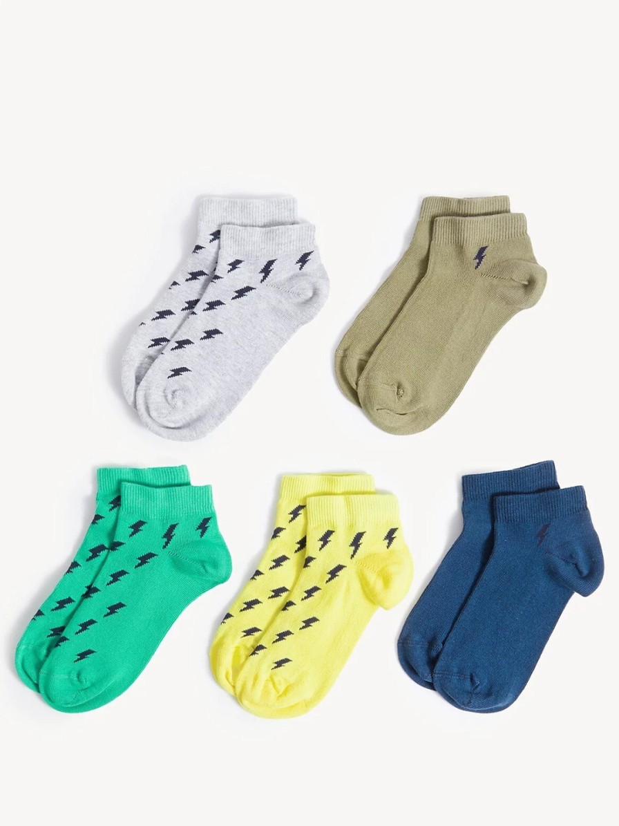 Kids Marks & Spencer Socks | Buy Marks & Spencer Boys Pack Of 5 Patterned Ankle Length Socks - Accessories For Boys