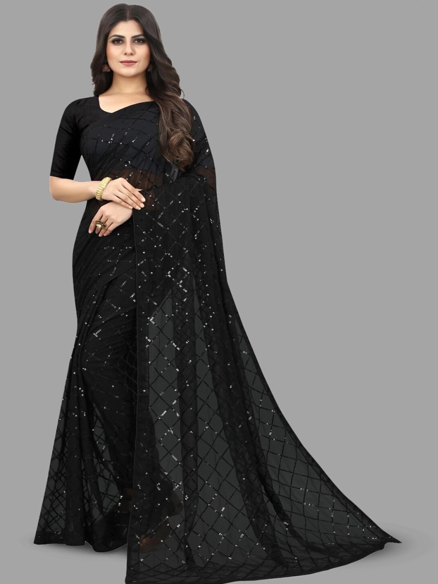 Women B Bella Creation Sarees | Buy B Bella Creation Embellished Sequinned Detailed Pure Georgette Saree - Apparel For Women