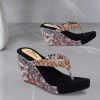 Kids ZAPATOZ Heels | Buy Zapatoz Girls Black & Cream Coloured Printed Pu Wedge Heels Sandals - Footwear For Girls