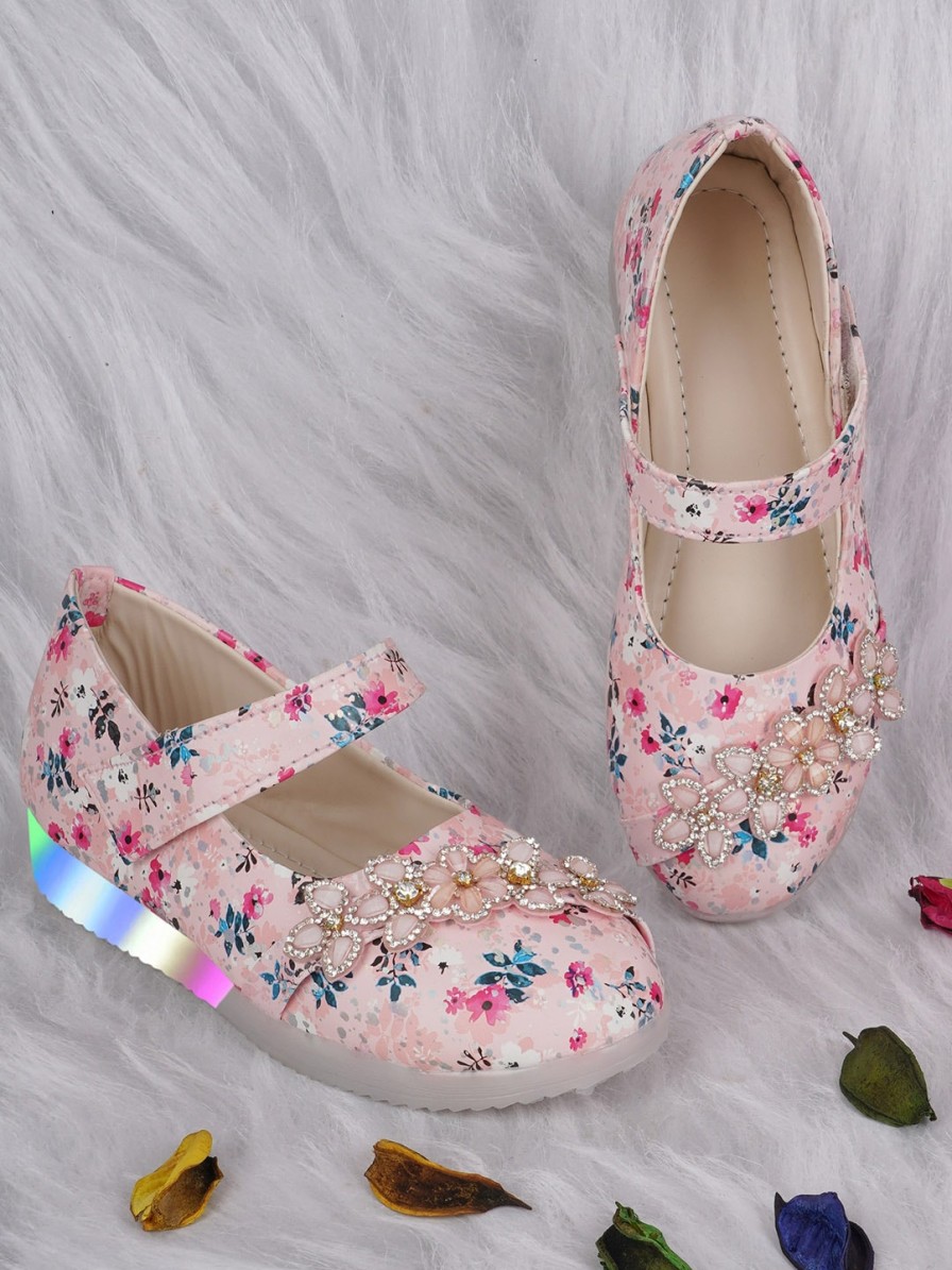 Kids BAESD Flats | Buy Baesd Girls Pink Printed Party Ballerinas With Laser Cuts Flats - Footwear For Girls