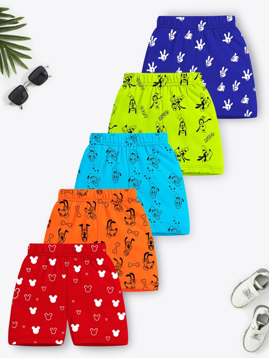 Kids YK Disney Shorts | Buy Yk Disney Boys Pack Of 5 Mid Rise Printed Disney Shorts - Apparel For Boys