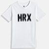 Kids HRX by Hrithik Roshan Hrx | Buy Hrx By Hrithik Roshan Boys White & Black Brand Logo Printed Pure Cotton T Shirt - Apparel For Boys