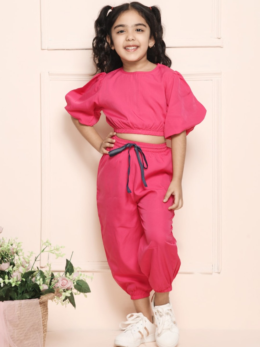 Kids LilPicks Clothing Sets | Buy Lilpicks Girls Pink Top With Joggers - Apparel For Girls