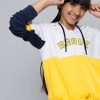 Kids HERE&NOW Jacket, Sweater & Sweatshirts | Buy Here&Now Girls Yellow Colourblocked Hooded Cotton Sweatshirt - Apparel For Girls