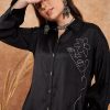 Women Sangria Co-Ords | Buy Sangria Embroidered Viscose Silk Oversized Shirt With Palazzo Co Ords - Apparel For Women