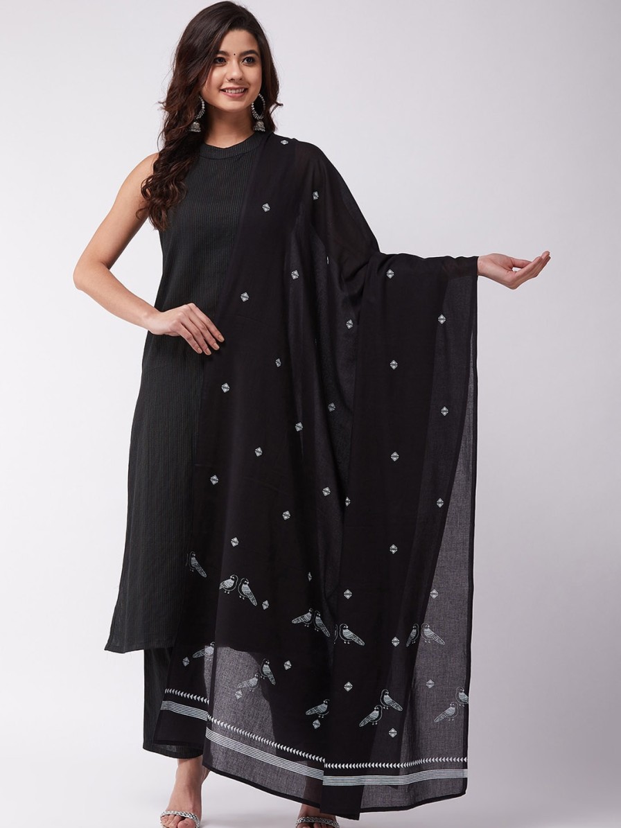 Women InWeave Dupattas & Shawls | Buy Inweave Women Black & White Printed Dupatta - Apparel For Women