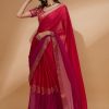 Women all about you Sarees | Buy All About You Pink Floral Woven Design Zari Detailed Pure Chiffon Saree - Apparel For Women