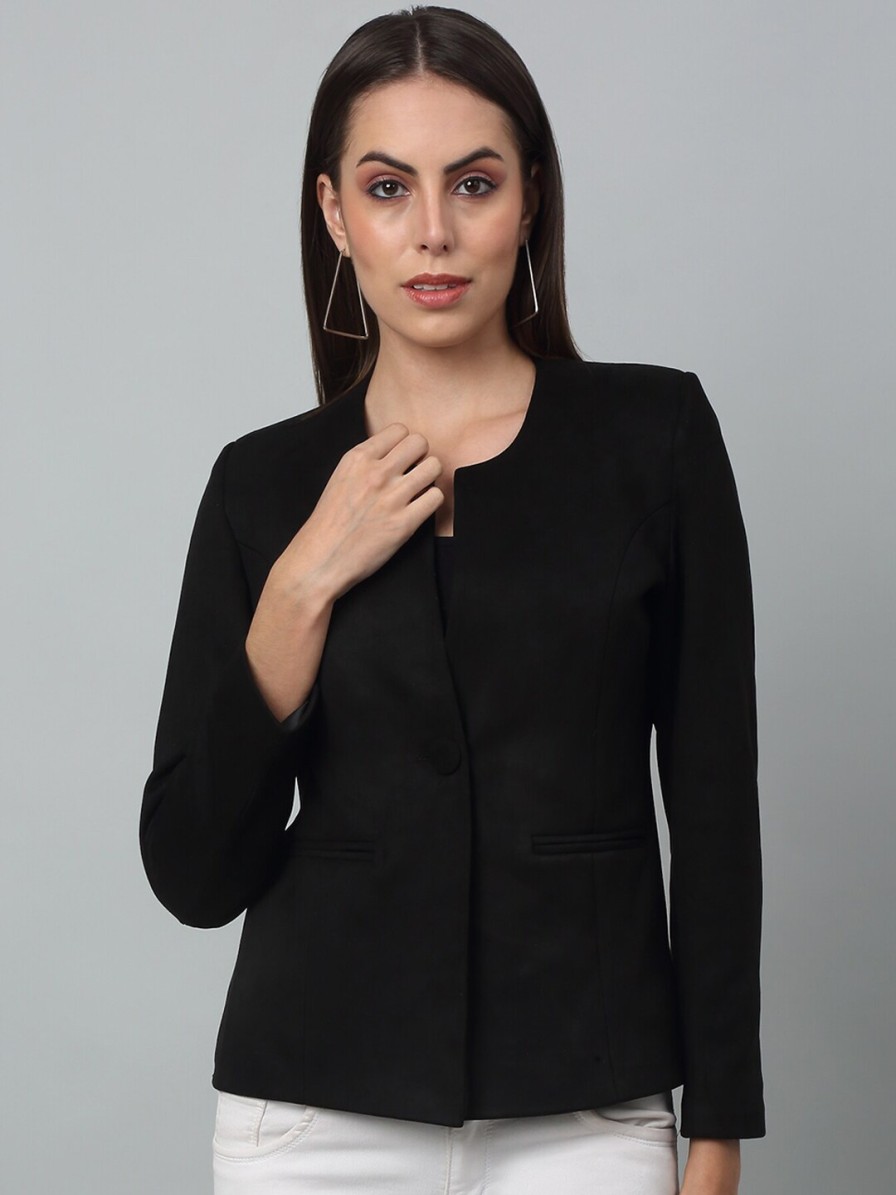 Women Cantabil Blazers & Waistcoats | Buy Cantabil Single Breasted Suede Blazer - Apparel For Women