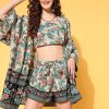 Women Berrylush Co-Ords | Buy Berrylush Women Beige & Blue Floral Printed 3 Piece Co Ords - Apparel For Women