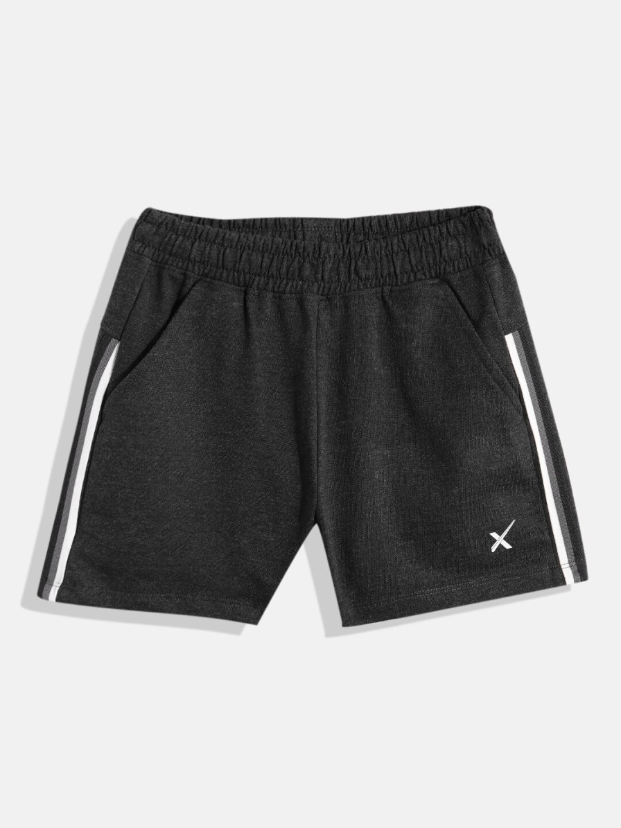 Kids HRX by Hrithik Roshan Hrx | Buy Hrx By Hrithik Roshan Boys Charcoal Grey Solid Sports Shorts - Apparel For Boys