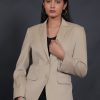 Women Talethread Blazers & Waistcoats | Buy Talethread Notched Lapel Single Breasted Corduroy & Cotton Formal Blazer - Apparel For Women