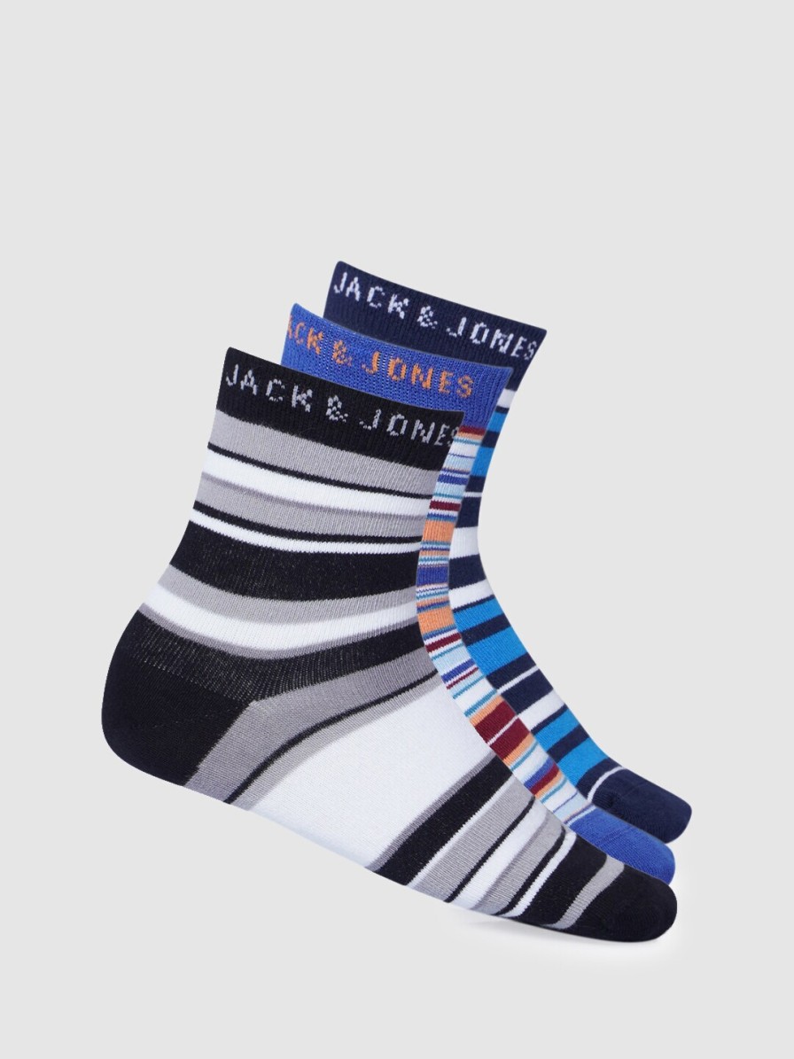 Kids Jack & Jones Junior Socks | Buy Jack & Jones Junior Boys Pack Of 3 Striped Calf Length Socks - Accessories For Boys