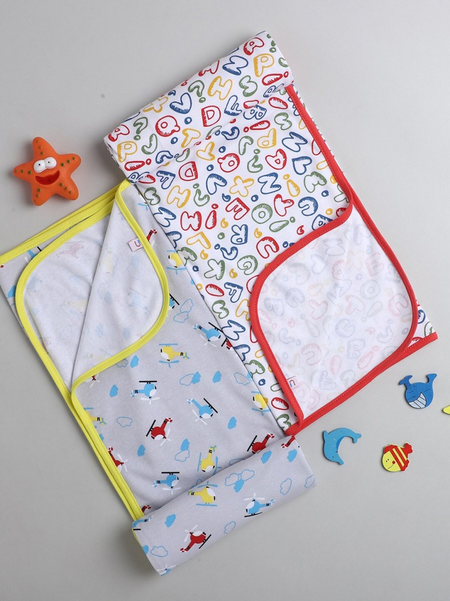 Kids BUMZEE Infant Care | Buy Bumzee Boys Infant Pack Of 2 Red & Yellow Printed Swaddle Wrapper - Accessories For Boys