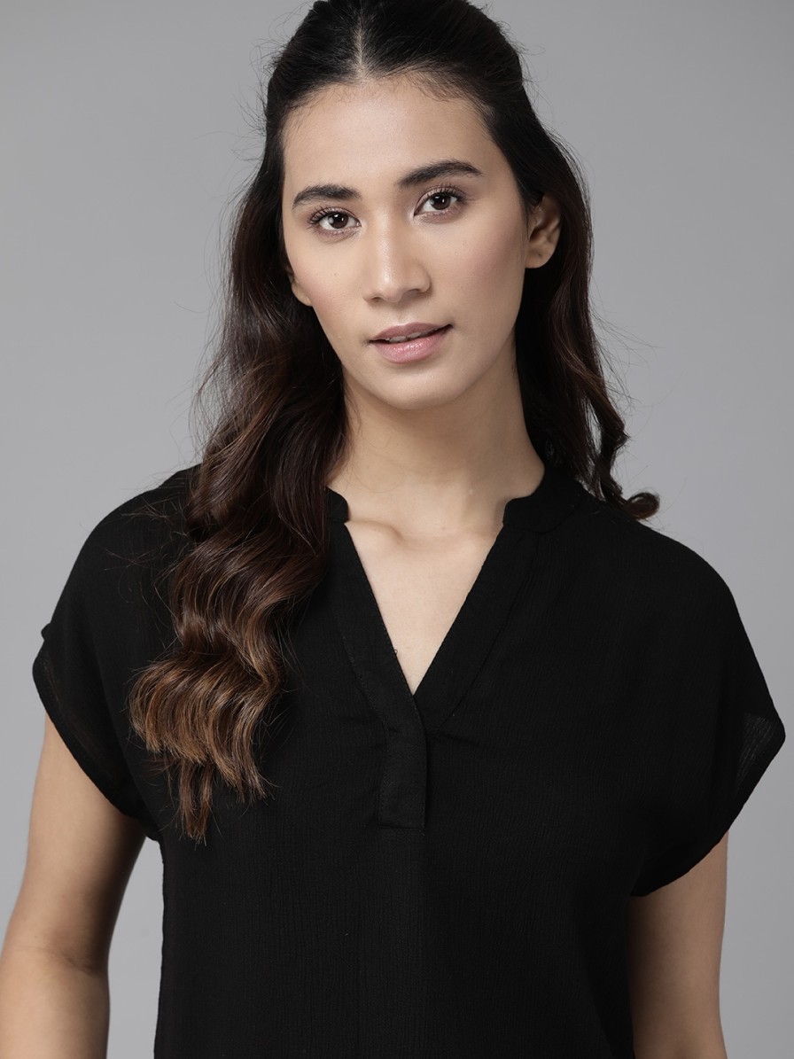 Women Roadster Tops | Buy The Roadster Lifestyle Co Women Black Solid Boxy Top - Apparel For Women